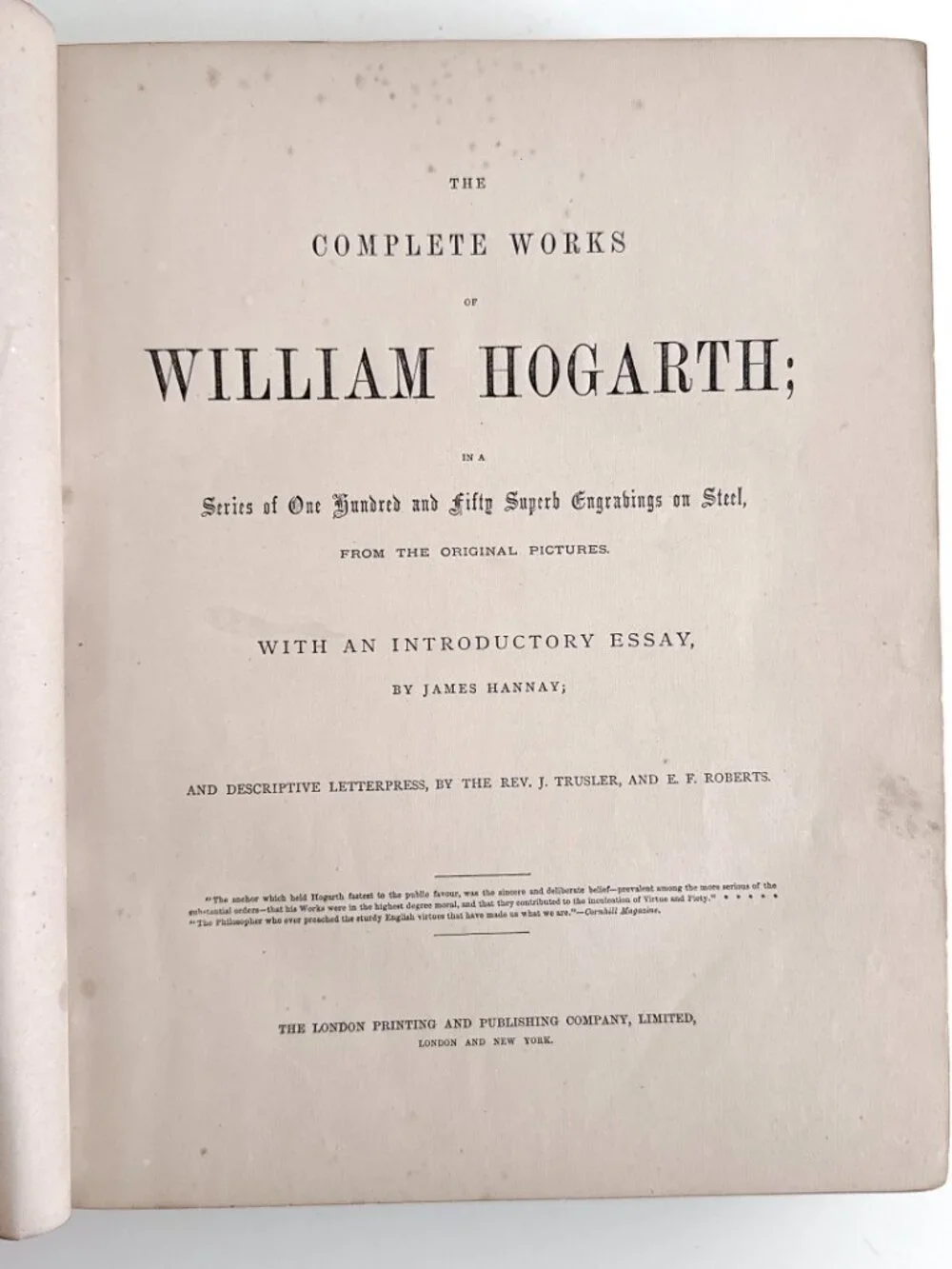 THE COMPLETE WORKS OF WILLIAM HOGARTH ANTIQUE LEATHER BOUND BOOK STEEL ENGRAVING